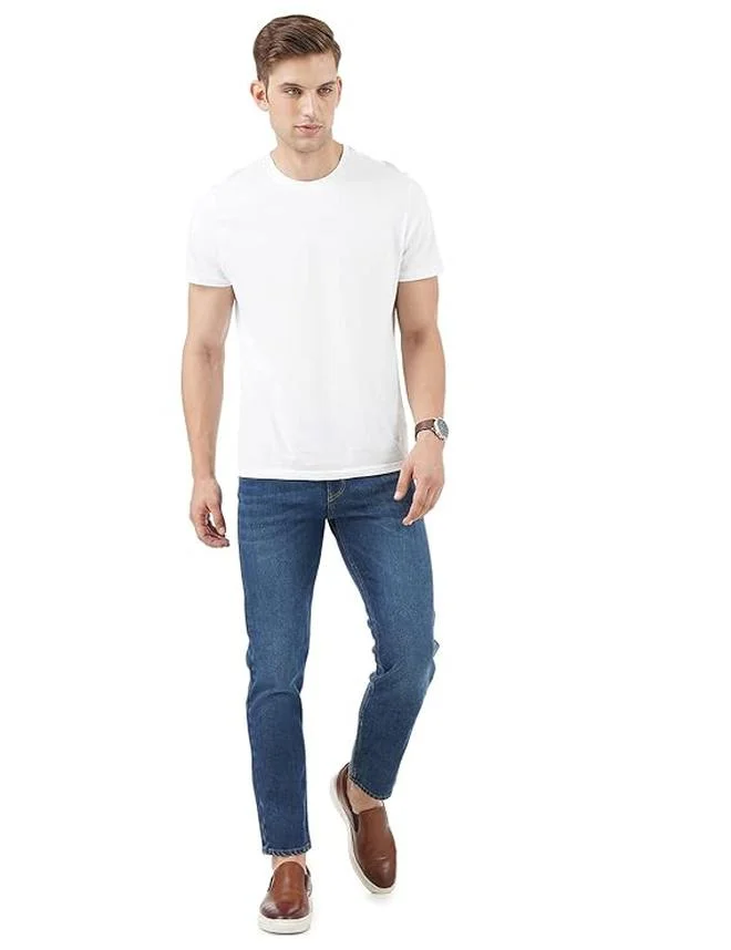 inkd Men's Slim Fit Jeans - Mid-Rise | Cotton Blend | Contrast Stitch | Stretchable Fabric | Classic 5 Pocket Styling
